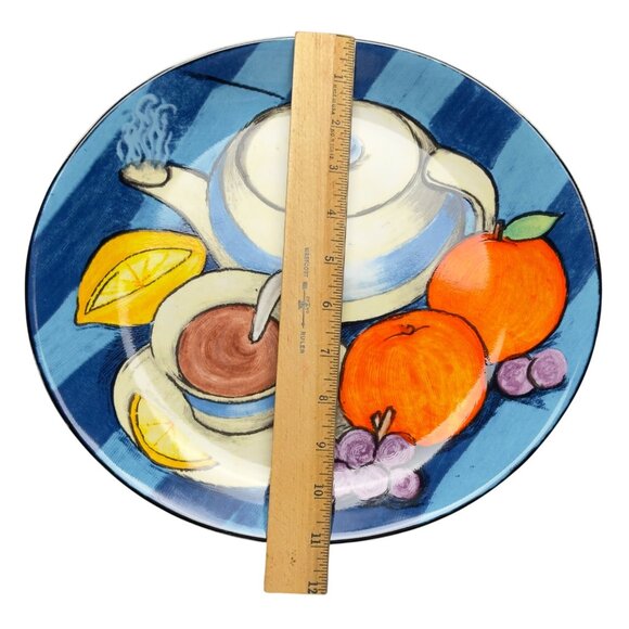 Misono TeaTime '93 4912 Plate Fruit & Teapot Design 11” Dia. Microwave Safe - Picture 8 of 10